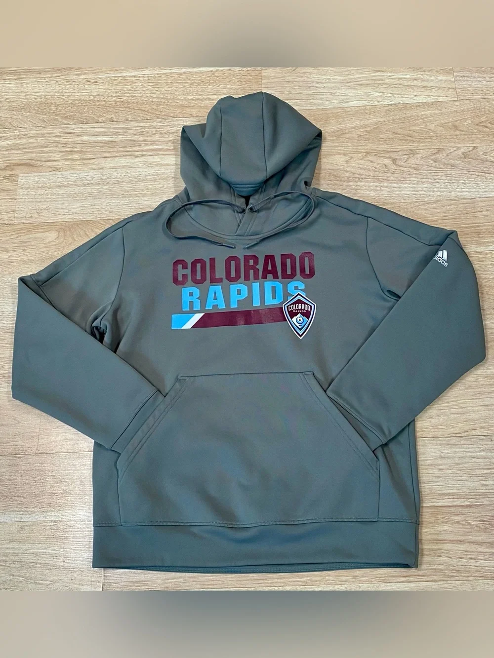 Adidas Colorado Rapids Hoodie Men’s Small Grey MLS Soccer Pullover Sweatshirt